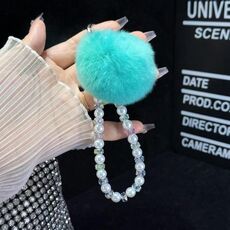 Catena per telefono con ciondolo a forma di palla di pelo (blu)