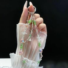 Catena per telefono in cristallo a forma di farfalla a tulipano (verde)
