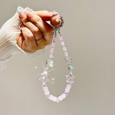 Catena per telefono a forma di farfalla in argento bambù (rosa)