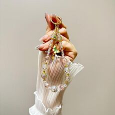 Catena per telefono in lega di cristallo con perline in lamina d'oro di alta qualità a forma di farfalla (verde)