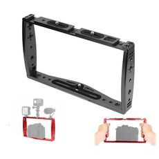 Diving Dual Dual Handheld Grip Stabilizer Stabilizer Extension Thone Photographic Camera Rig Cage Caso subacqueo per Gopro Hero9 / 8/7, Colore: nero