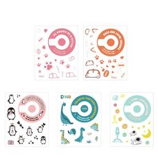 5 PCS 5 in 1 Adesivi per fotocamera cartoon cartoon FAI DA TE Set per Fujifilm Instax Mini 11 (serie Space Animals Series)