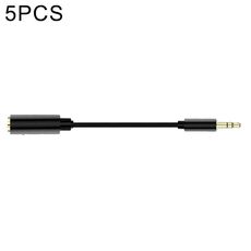 5 pezzi 13 cm metallo 3.5mm audio 4 pole femmina a 3 poli cavo adattatore per microfono maschile (nero)