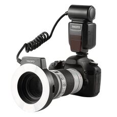 Triopo TR-15EX Macro Ring TTL Flash Light con 6 anelli di adattatore di dimensioni diverse per Canon E-TTL (Black)