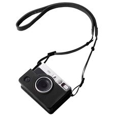 Per FUJIFILM instax mini Evo Full Body Camera Custodia in vera pelle con cinturino (nero)