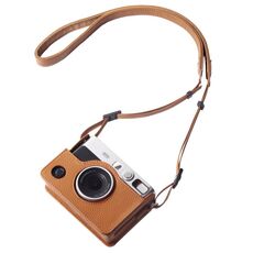 Per FUJIFILM instax mini Evo Full Body Camera Custodia in vera pelle Borsa con cinturino (marrone)