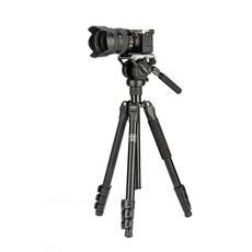 Supporto per treppiede Fotopro S5i a 4 sezioni con testa a trascinamento fluido (nero)