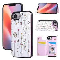 Per iPhone 16e Custodia antifurto RFID con doppia fibbia stampata (Dried Flower World)