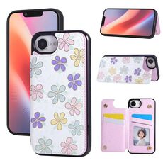 Per iPhone 16e Custodia antifurto RFID con doppia fibbia stampata (fiori in fiore)