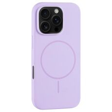 Per iPhone 16 Pro Max Custodia per telefono in silicone liquido con foro grande per fotocamera MagSafe a copertura totale (viola)