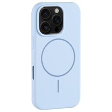 Per iPhone 16 Pro Max Custodia per telefono con copertura totale in silicone liquido MagSafe con foro grande per fotocamera (blu)