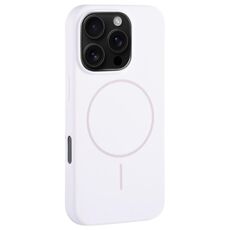 Per iPhone 16 Pro Max Custodia per telefono con copertura totale in silicone liquido MagSafe con foro grande per fotocamera (bianco)