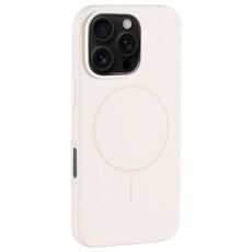 Per iPhone 16 Pro Max Custodia per telefono in silicone liquido con foro grande per fotocamera MagSafe, copertura totale (bianco antico)
