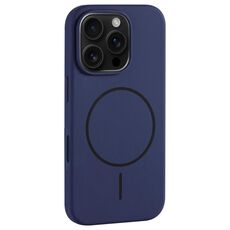 Per iPhone 16 Pro Max Custodia per telefono con copertura totale in silicone liquido MagSafe con foro grande per fotocamera (blu reale)