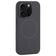 Per iPhone 16 Pro Max Custodia per telefono con copertura totale in silicone liquido MagSafe con foro grande per fotocamera (grigio carbonio nero)