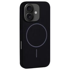 Per iPhone 16 Plus Custodia per telefono con copertura totale in silicone liquido MagSafe con foro grande per fotocamera (nero)