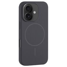 Per iPhone 16 Custodia per telefono con copertura totale in silicone liquido MagSafe con foro grande per fotocamera (grigio carbonio nero)