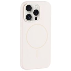 Per iPhone 15 Pro Custodia per telefono in silicone liquido MagSafe con foro grande per fotocamera e copertura totale (bianco antico)