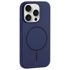Per iPhone 15 Pro Custodia per telefono con copertura totale in silicone liquido MagSafe con foro grande per fotocamera (blu reale)