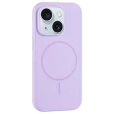 Per iPhone 15 Plus Custodia per telefono in silicone liquido MagSafe con foro grande per fotocamera e copertura totale (viola)