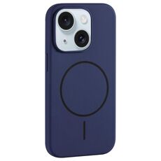 Per iPhone 15 Plus Custodia per telefono in silicone liquido MagSafe con foro grande per fotocamera e copertura totale (blu reale)