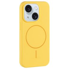 Per iPhone 15 Plus Custodia per telefono con copertura totale in silicone liquido MagSafe con foro grande per fotocamera (crema)