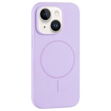 Per iPhone 14 Custodia per telefono in silicone liquido MagSafe con foro grande per fotocamera e copertura totale (viola)