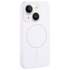 Per iPhone 14 Custodia per telefono con copertura totale in silicone liquido MagSafe con foro grande per fotocamera (bianco)