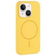 Per iPhone 14 Custodia per telefono in silicone liquido MagSafe con foro grande per fotocamera e copertura totale (crema)