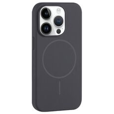 Per iPhone 14 Pro Custodia per telefono in silicone liquido MagSafe con foro grande per fotocamera e copertura totale (grigio carbonio nero)