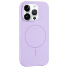 Per iPhone 14 Pro Max Custodia per telefono in silicone liquido con foro grande per fotocamera MagSafe a copertura totale (viola)
