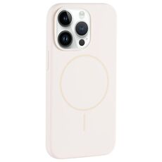 Per iPhone 14 Pro Max Custodia per telefono in silicone liquido con copertura totale e foro grande per fotocamera MagSafe (bianco antico)