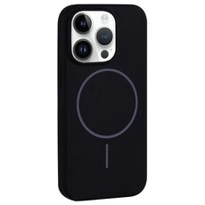 Per iPhone 12 Pro Max Custodia per telefono con copertura totale in silicone liquido MagSafe con foro grande per fotocamera (nero)