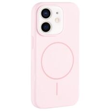 Per iPhone 11 Custodia per telefono in silicone liquido MagSafe con foro grande per fotocamera e copertura totale (rosa bianco)