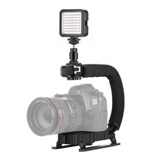 PULUZ U/C Forma Portatile Portatile DV Staffa Stabilizzatore + Kit Luce di Riempimento LED con Testa del Treppiede Cold Shoe per Tutte le Fotocamere SLR e Fotocamera DV Domestica