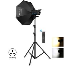 PULUZ 150W 3200K-5600K Photo Studio Strobe Flash Light Kit con softbox Reflector & Tripod (Plug UK)