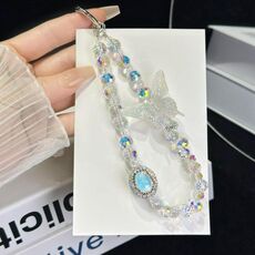 Catena per telefono retrò scintillante con diamanti incrostati Heavy Industry (bianca)