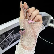 Catena per telefono a forma di fragola con diamanti (rosa)