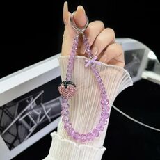 Catena per telefono a forma di fragola con diamanti (viola)