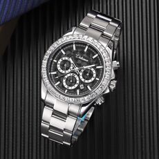 Orologio meccanico automatico luminoso impermeabile Dulunwe 6055B 30m (cintura in acciaio naturale nero)