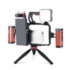 YELANGU LW-B01A01 Vlogging Trasmissione in diretta LED Selfie Light Mic Smartphone Video Rig Maniglie Kit stabilizzatori