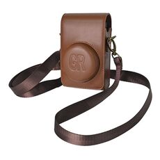 Custodia in pelle PU per fotocamera full body con cinturino per Ricoh GR / GRII / GRIII, Casio ZR1200 / ZR1500/ ZR2000/ ZR3500, ZR3600 / ZR3700 / ZR5500 (Caffè)