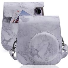 Per FUJIFILM instax mini 11/9/8 Borsa per fotocamera in pelle con custodia in pelle per tutto il corpo in marmo con cinturino