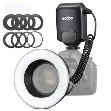 Godox ML-150II On-camera Macro Ring Flash Light con 8 anelli adattatori di diverse dimensioni (nero)
