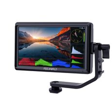 FEELWORLD FW568S Monitor on-camera da 6 pollici FHD IPS 3G-SDI 4K HDMI F970 Alimentazione esterna e kit di installazione (nero)