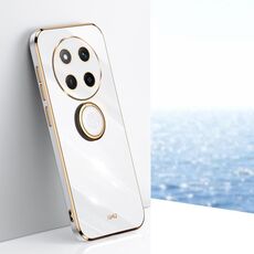 Per Honor X60 Pro XINLI Custodia per telefono in TPU elettroplaccato 6D con bordo dritto con supporto ad anello (bianco)