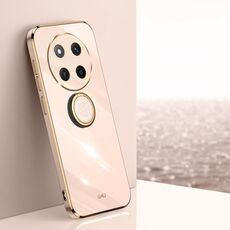 Per Honor X60 Pro XINLI Custodia per telefono in TPU elettroplaccato 6D con bordo dritto con supporto ad anello (rosa)