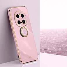 Per Honor Magic7 Pro XINLI Custodia per telefono in TPU elettroplaccato 6D con bordo dritto con supporto ad anello (viola ciliegia)