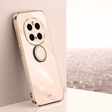 Per Honor Magic7 Pro XINLI Custodia per telefono in TPU elettroplaccato 6D con bordo dritto con supporto ad anello (rosa)