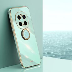 Per Honor Magic7 Pro XINLI Custodia per telefono in TPU elettroplaccato 6D con bordo dritto e supporto ad anello (verde menta)
